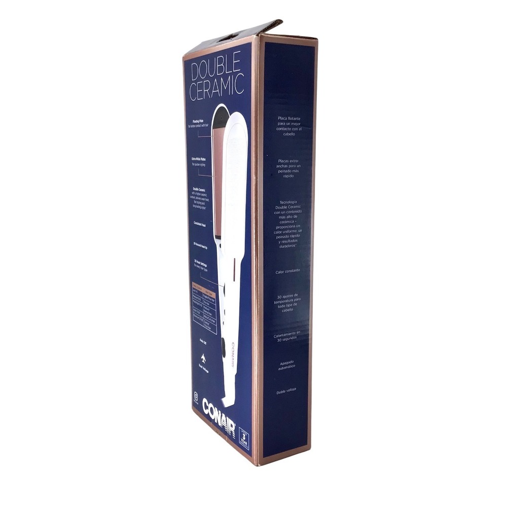 Conair Double Ceramic 1‎ 1/2 Inch Flat Iron Hair Straightener Extra Wide Plates - Picture 7 of 11